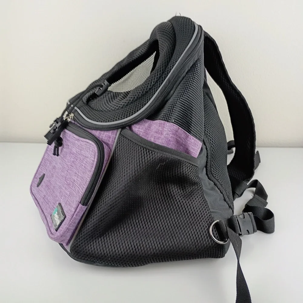 PetAmi Dog Carrier Backpack Small Pet Travel Hiking Bag Purple Black Mesh